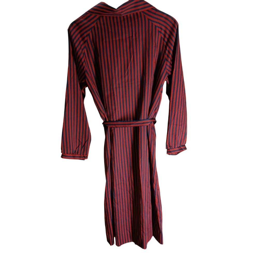 Vtg 80s Countess Striped Shirt Dress Navy Red Midi Button Belted 18C Mod Style - Picture 2 of 11